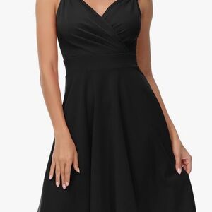GRACE KARIN Sleeveless Wrap V-Neck A-line Party Dress Black 2XL